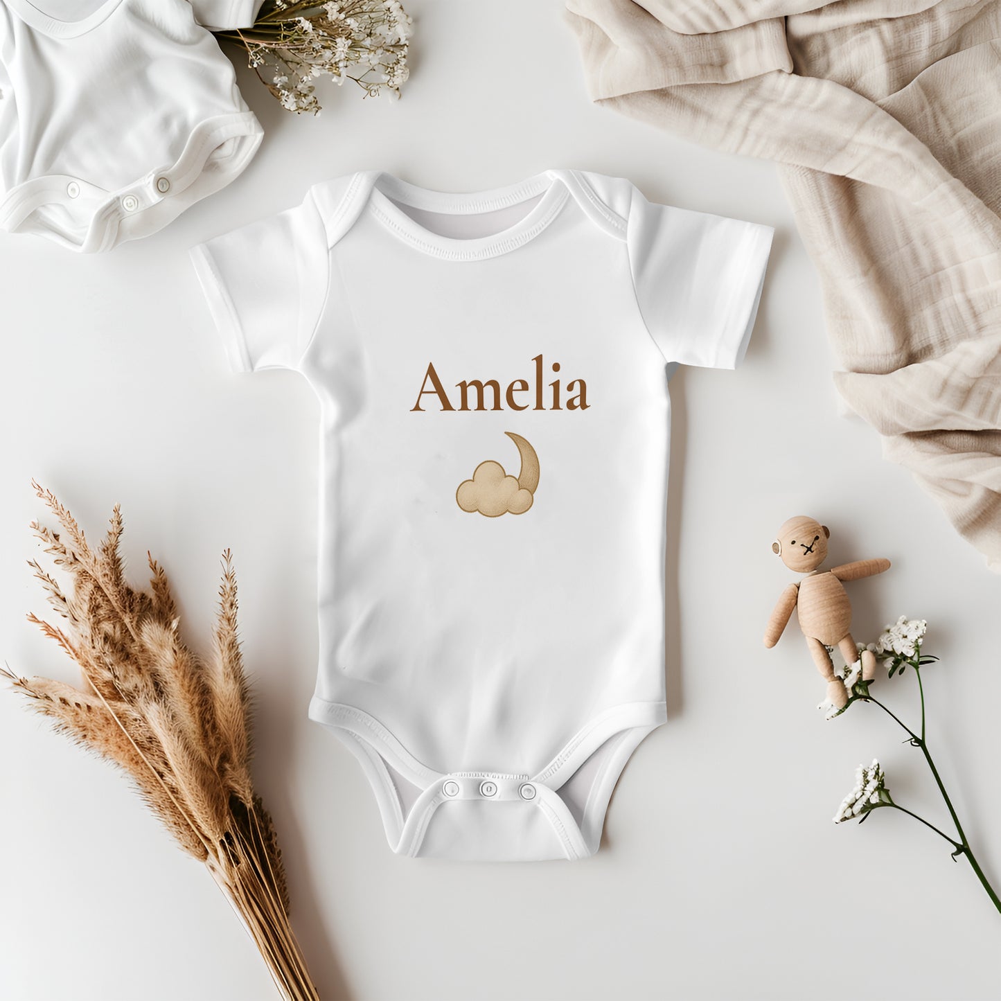 Personalised Moon & Cloud Baby Grow