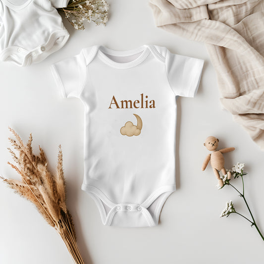 Personalised Moon & Cloud Baby Grow